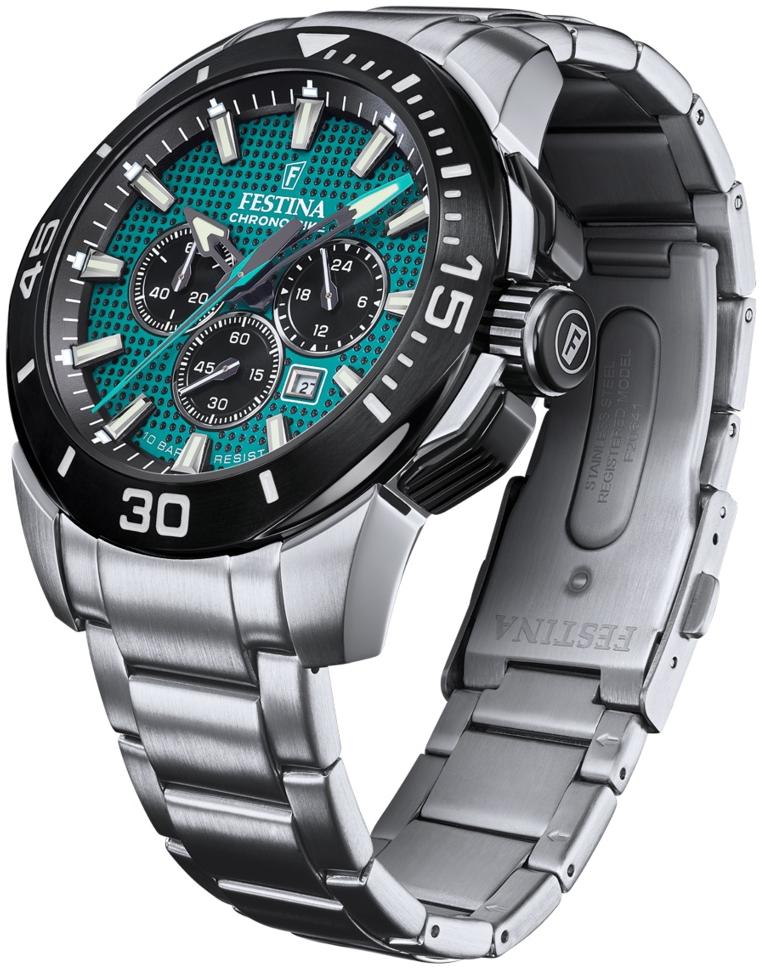 Festina F20641-3 zegarek srebrny sportowy Chrono Bike bransoleta - miniatura 5