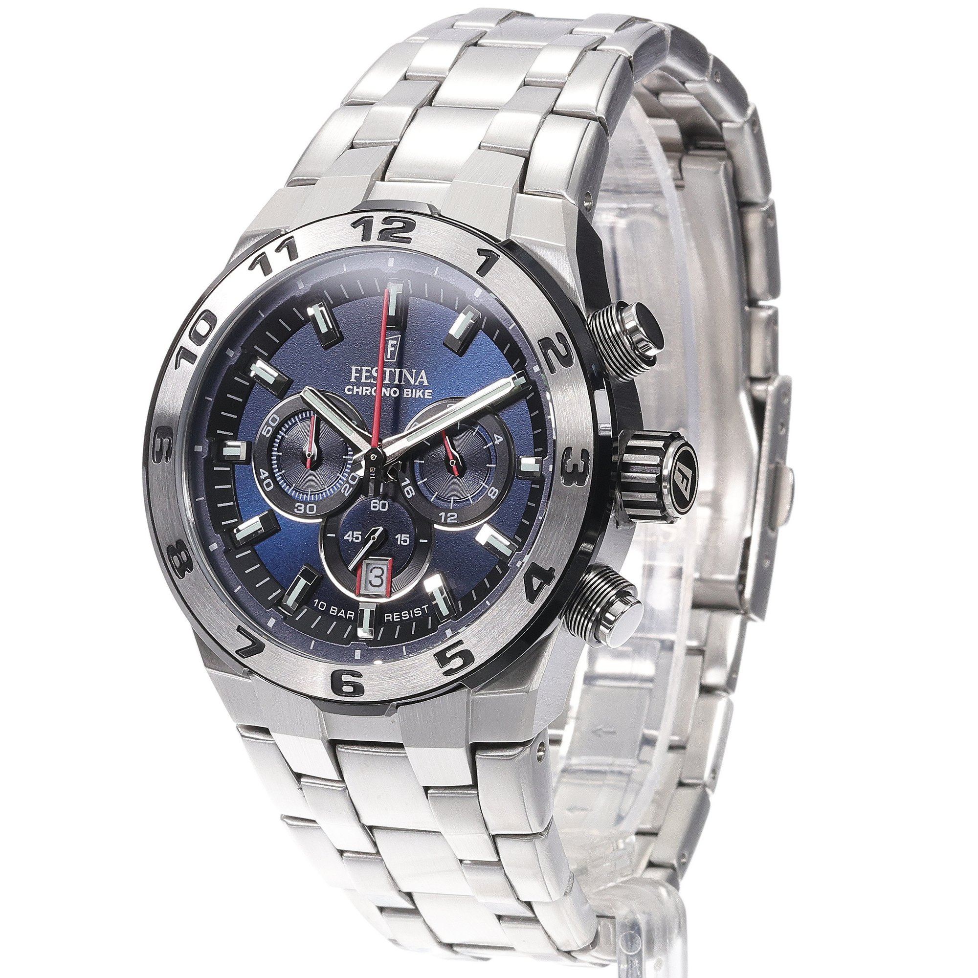 Festina F20670-1 zegarek srebrny sportowy Chrono Bike bransoleta - miniatura 2