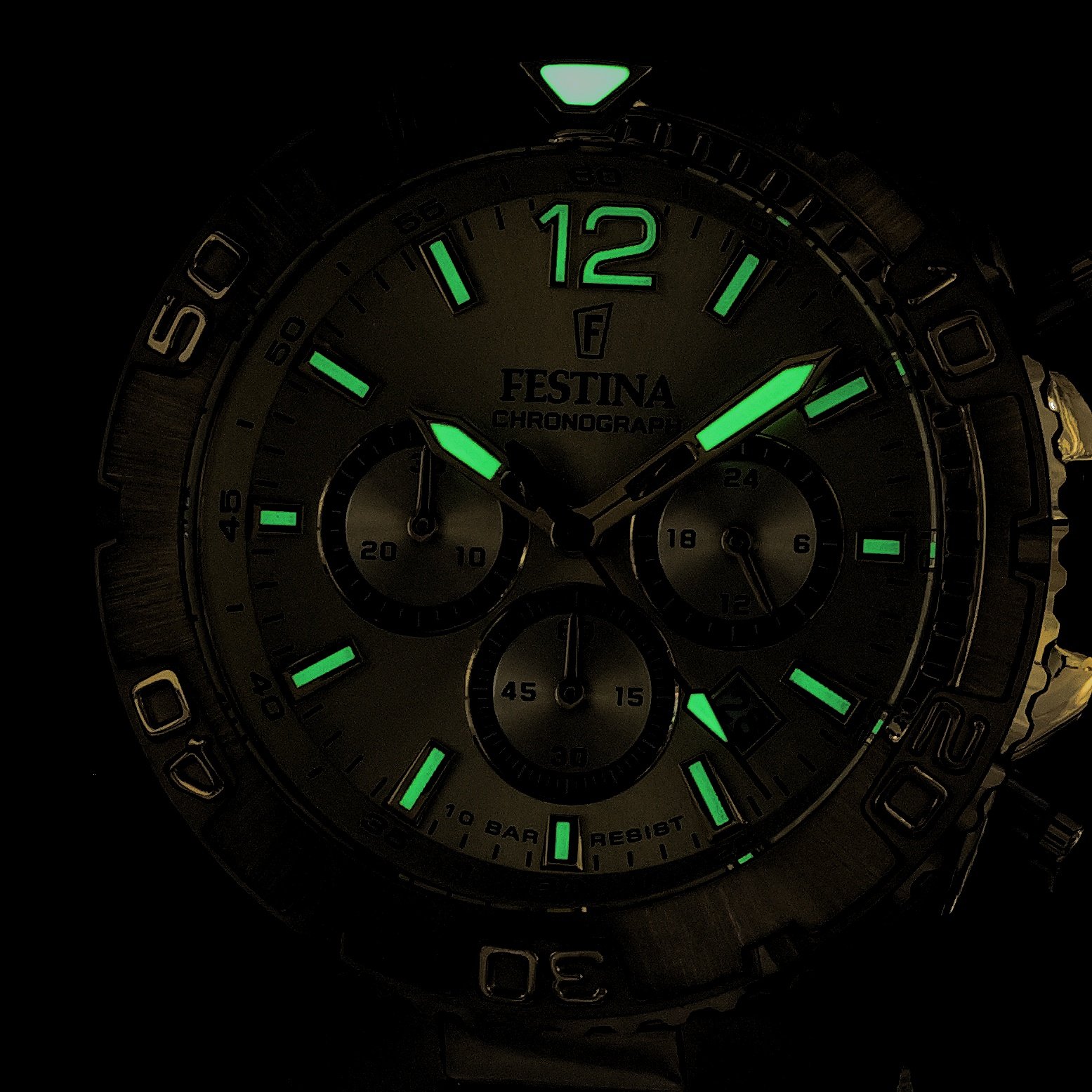 Festina F20684-1 zegarek złoty sportowy Timeless Chronograph bransoleta - miniatura 5