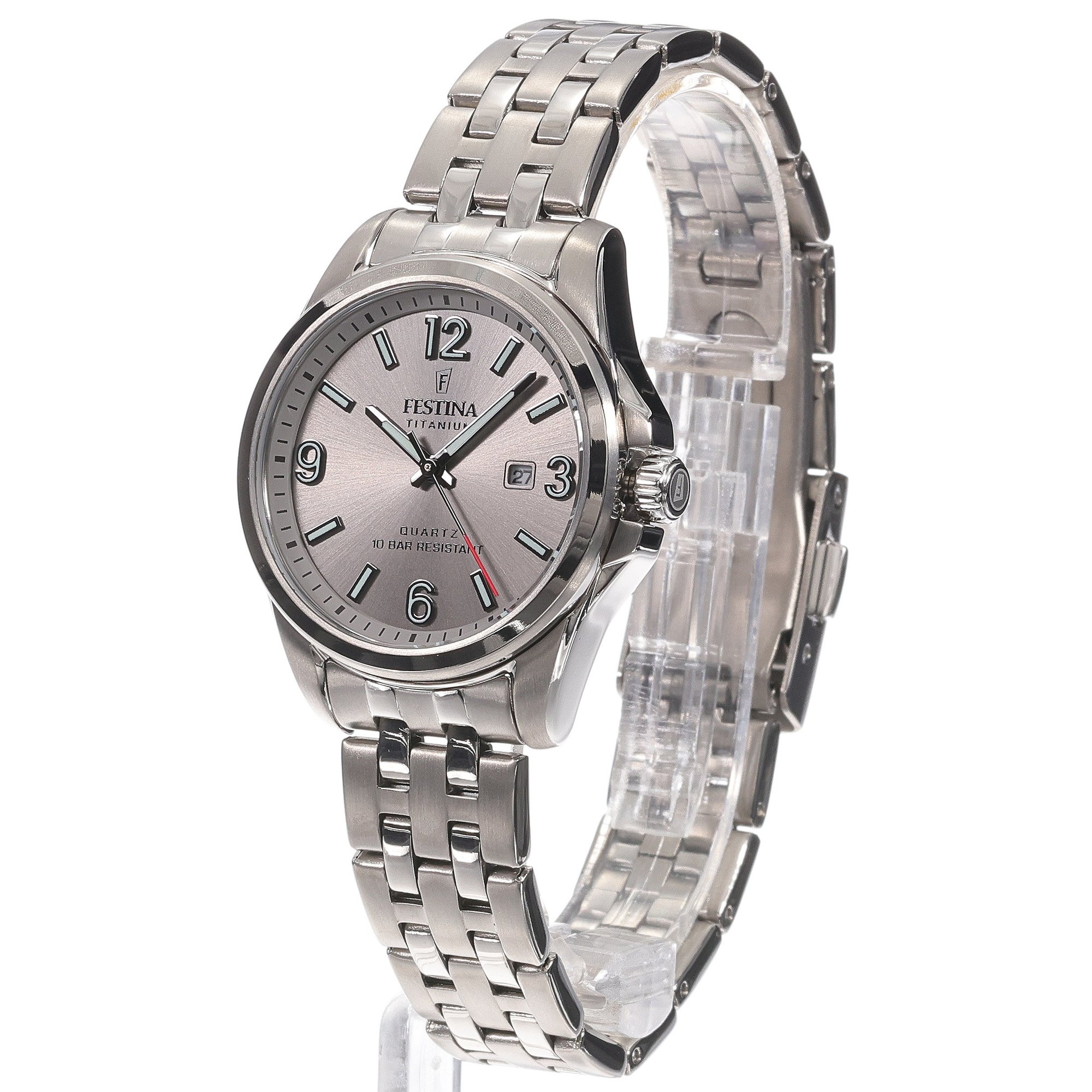 Festina F20697-2 zegarek szary klasyczny Titanium bransoleta - miniatura 2