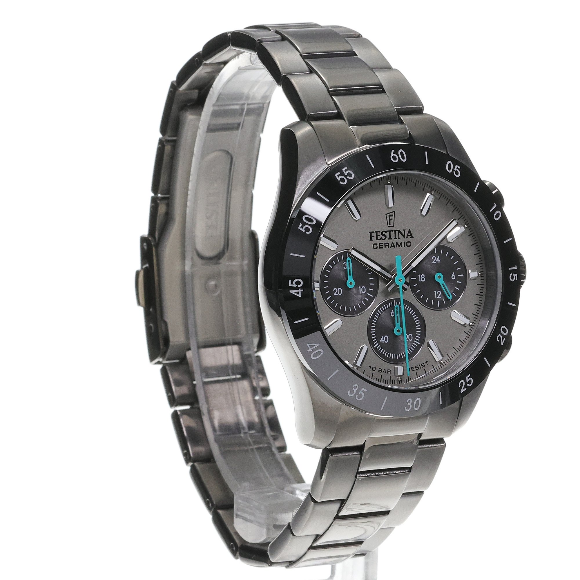 Festina F20703-1 zegarek srebrny sportowy Ceramic bransoleta