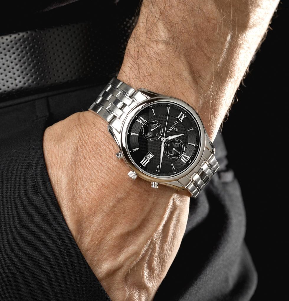Festina F6854-8 zegarek srebrny klasyczny Chronograf bransoleta - miniatura 4