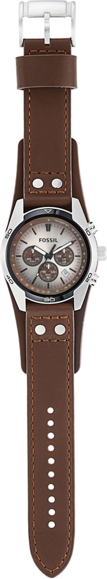 Fossil CH2565 COACHMAN Brown Leather Strap 44mm Sport klasyczny zegarek srebrny - miniatura 6