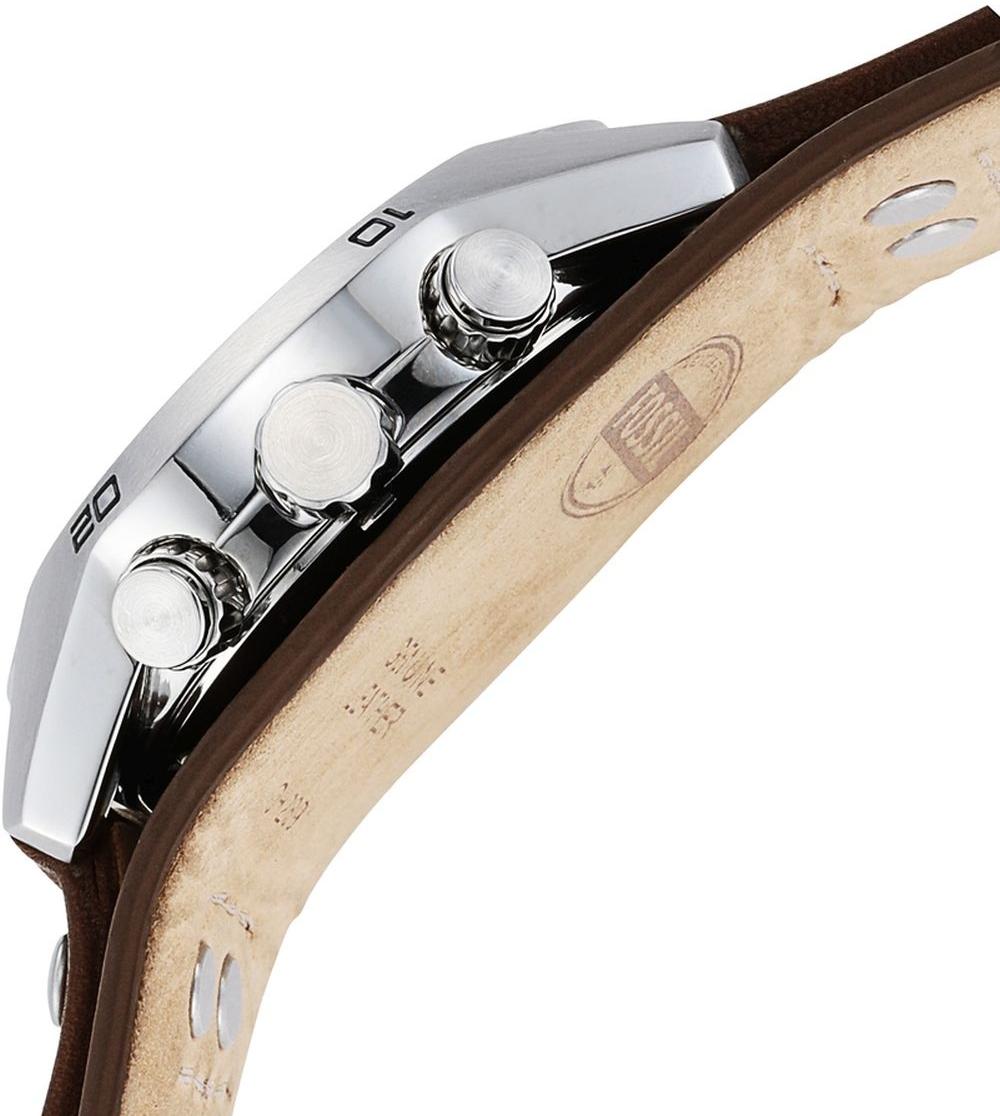 Fossil CH2891 COACHMAN Brown Leather Strap 44mm Sport fashion-modowy zegarek srebrny - miniatura 6