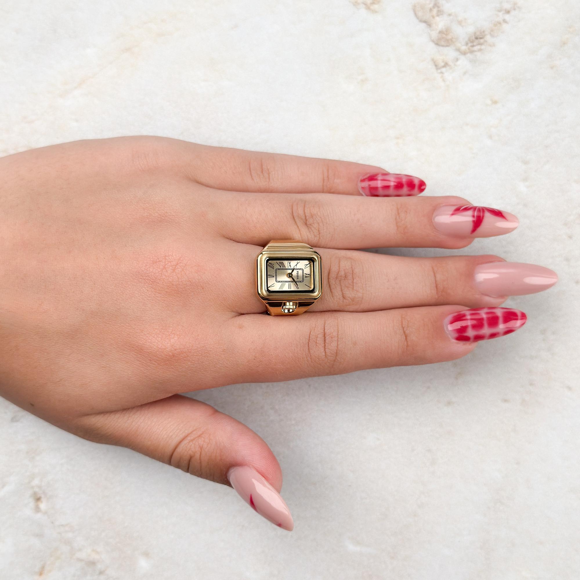 Fossil ES5343 Fossil Ring Gold Stainless Steel 14mm zegarek damski mineralne - miniatura 7