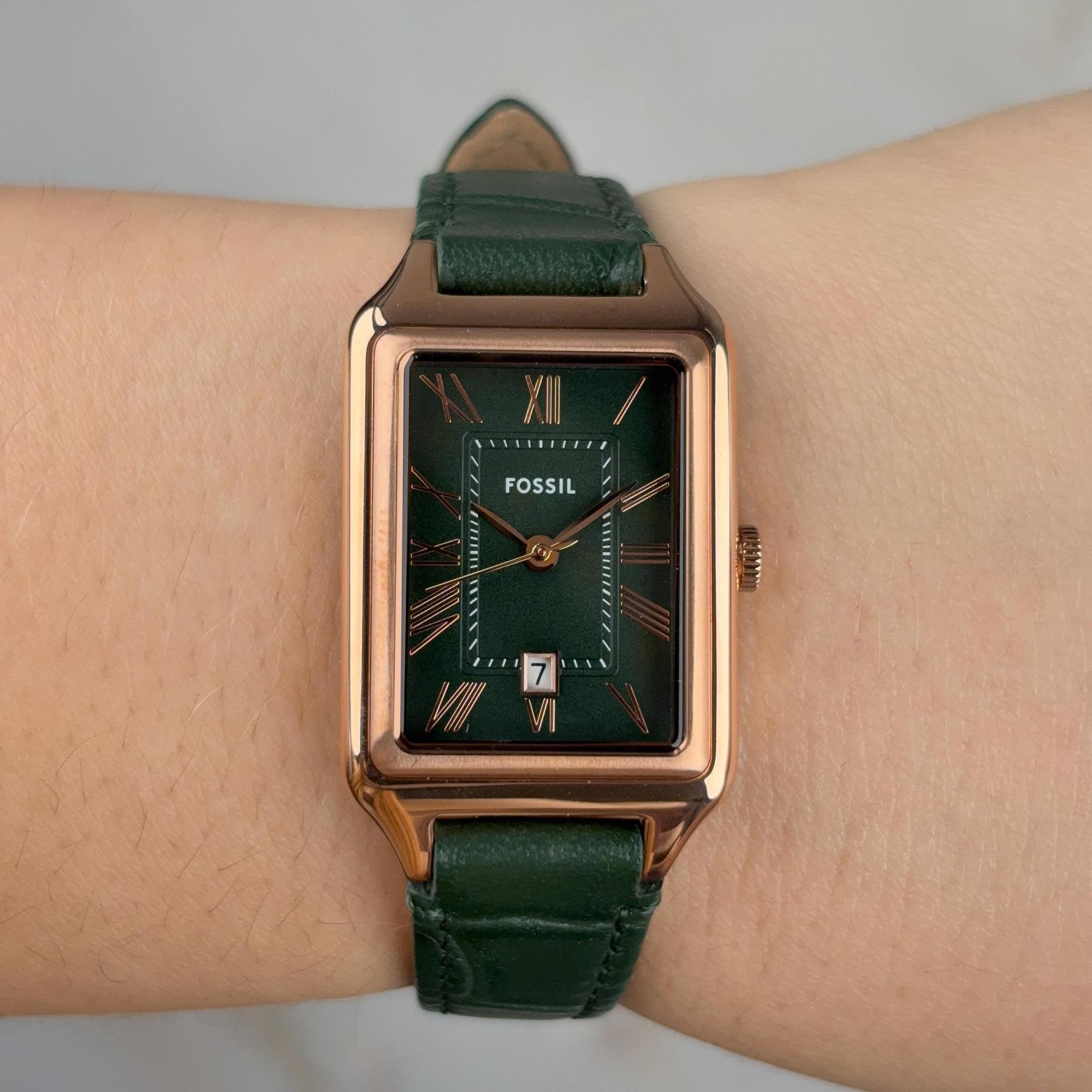 Fossil ES5366 Damskie RAQUEL Green Leather Strap 23mm zegarek damski klasyczny mineralne - miniatura 8