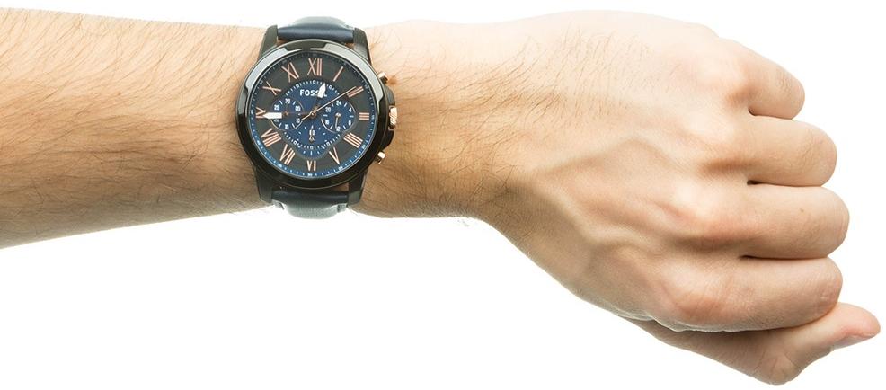 Fossil FS5061 GRANT Blue Leather Strap 44mm zegarek fashion-modowy Grant - miniatura 4