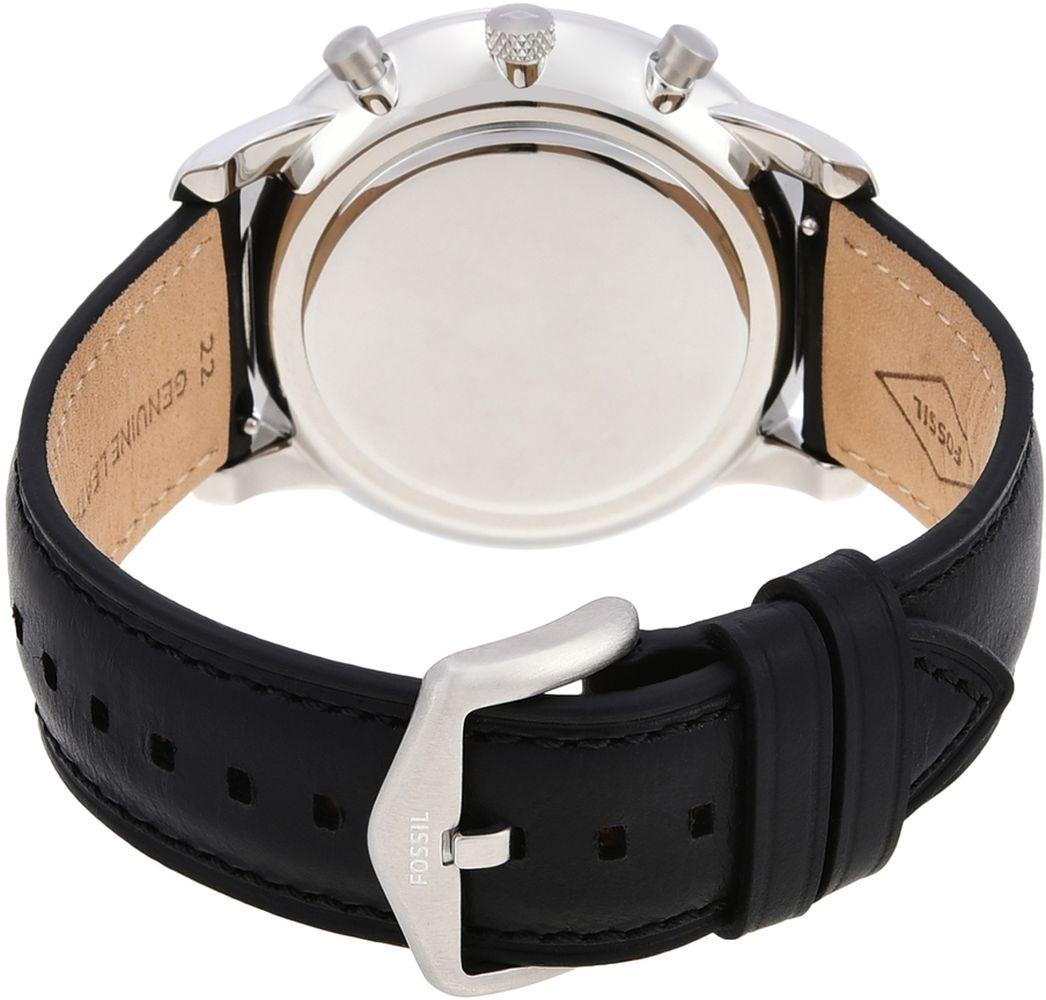 Fossil FS5452 NEUTRA CHRONO Black Leather Strap 44mm Neutra klasyczny zegarek srebrny - miniatura 7