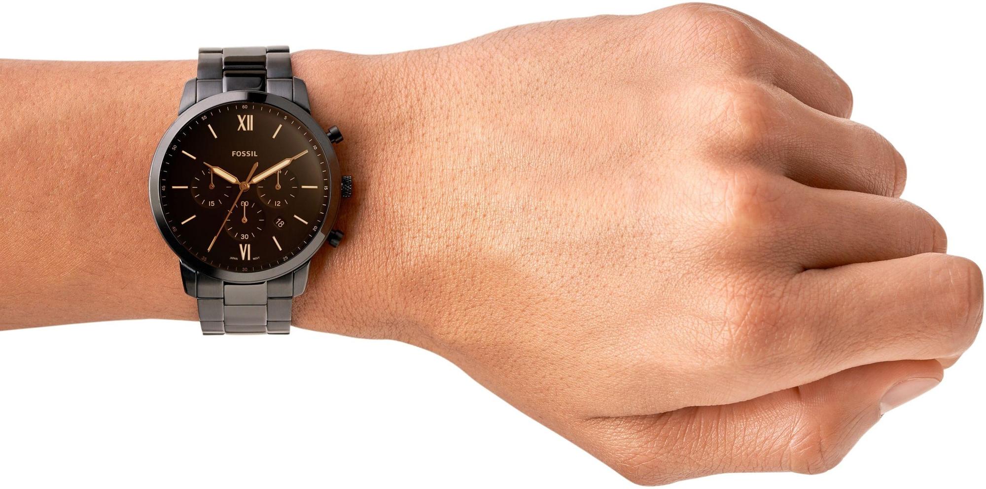 Fossil FS5525 NEUTRA Black Stainless Steel 44mm Neutra klasyczny zegarek czarny - miniatura 6