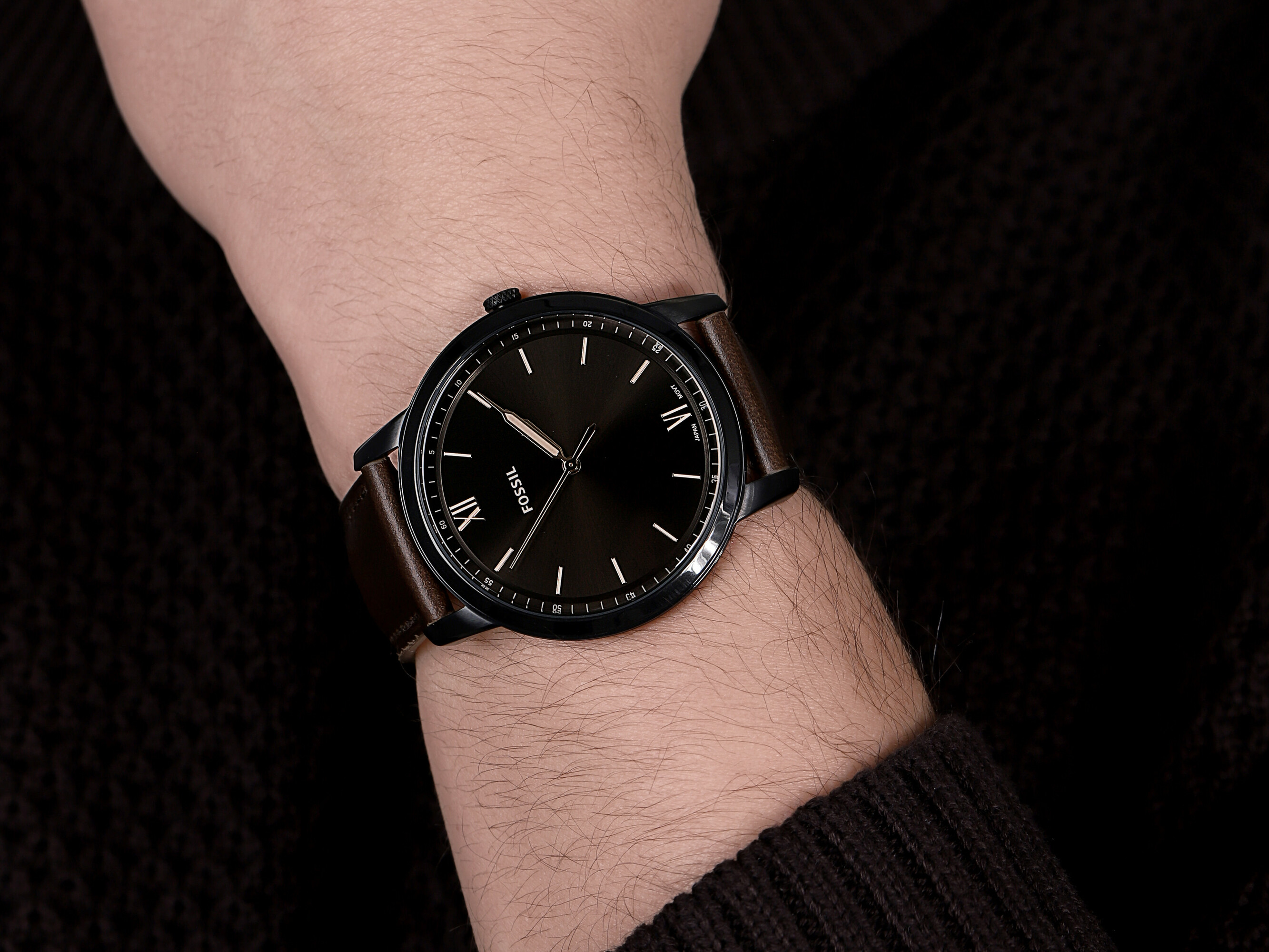 Fossil FS5551 zegarek czarny klasyczny The Minimalist pasek - miniatura 2