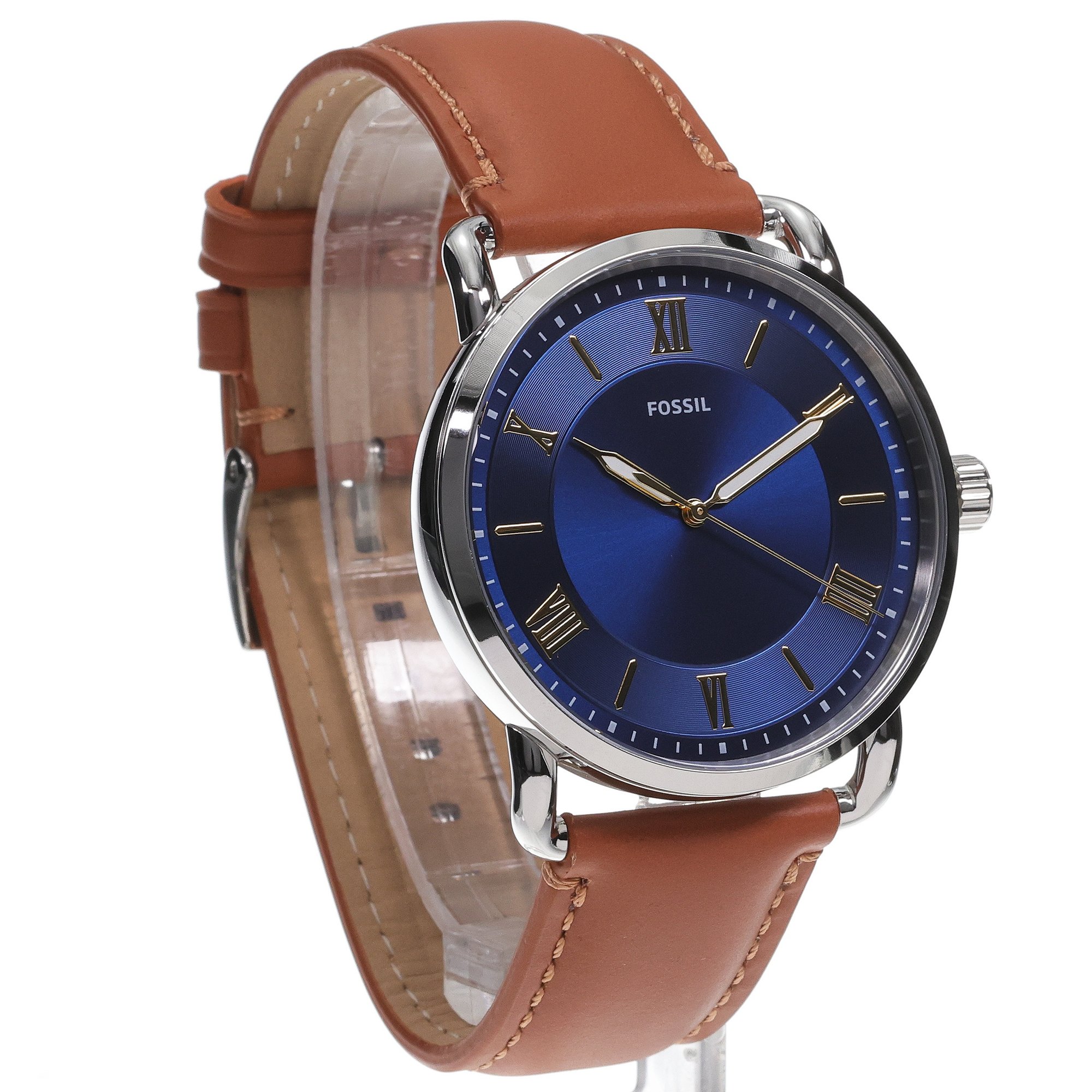 Fossil FS5661 Copeland COPELAND THREE-HAND Brown Leather Strap 42mm zegarek męski klasyczny mineralne - miniatura 3