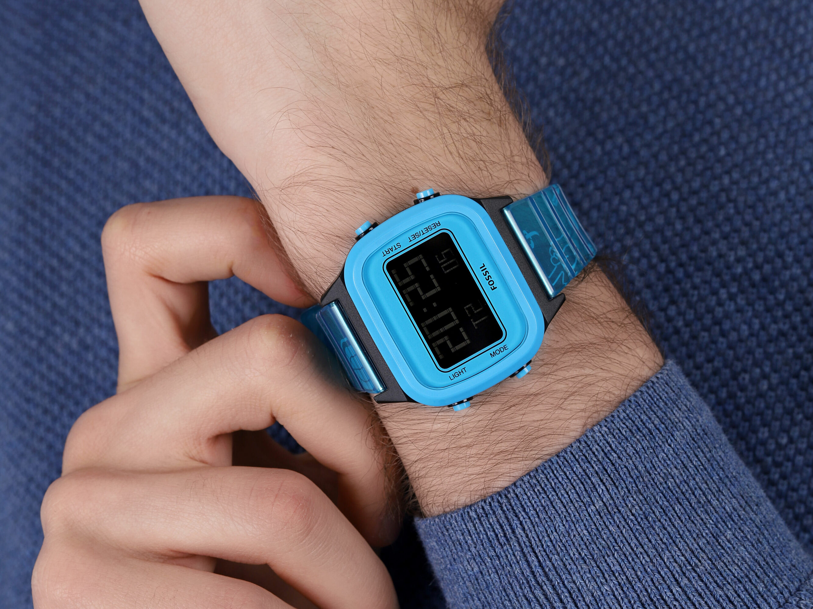 Fossil FS5676 RETRO DIGITAL LCD NEON BLUE NYLON zegarek sportowy Retro Digital LCD - miniatura 4