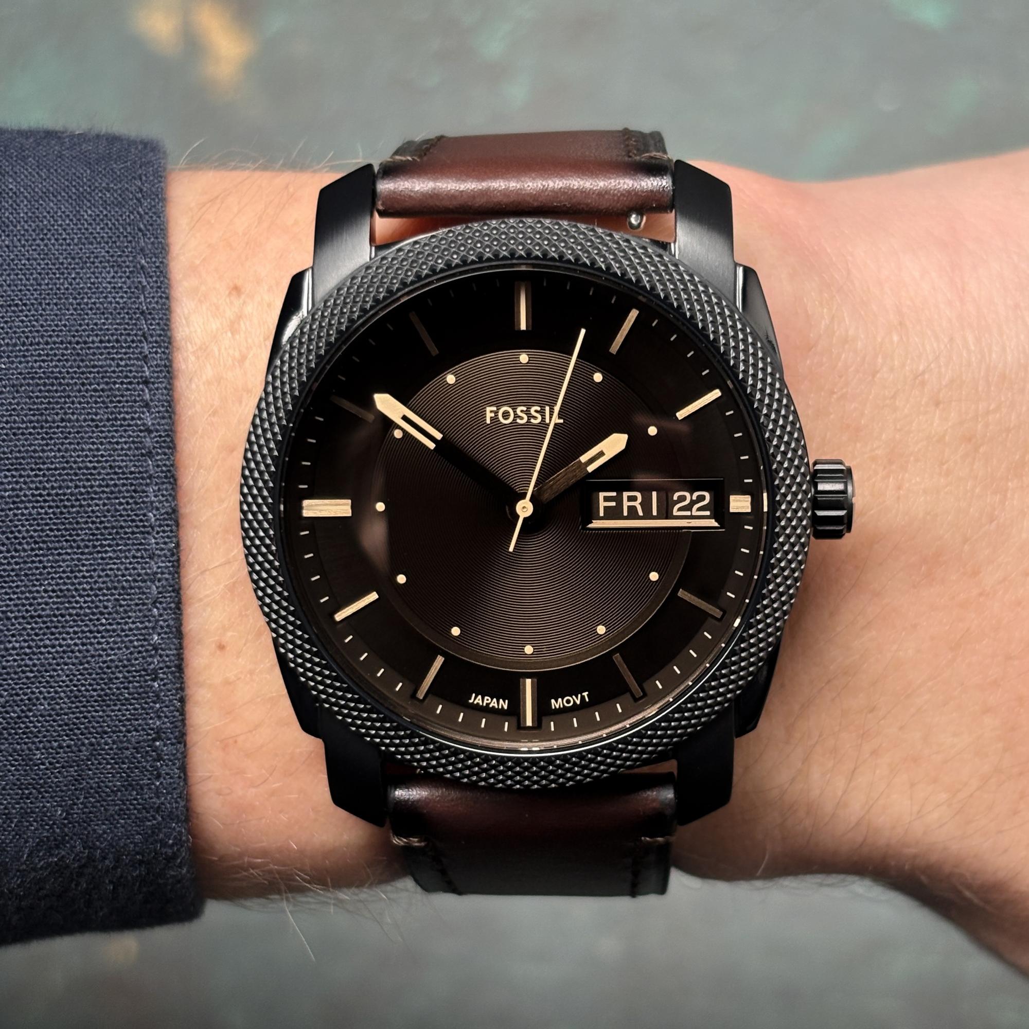 Fossil FS5901 MACHINE Brown Leather Strap 42mm Machine klasyczny zegarek czarny - miniatura 9