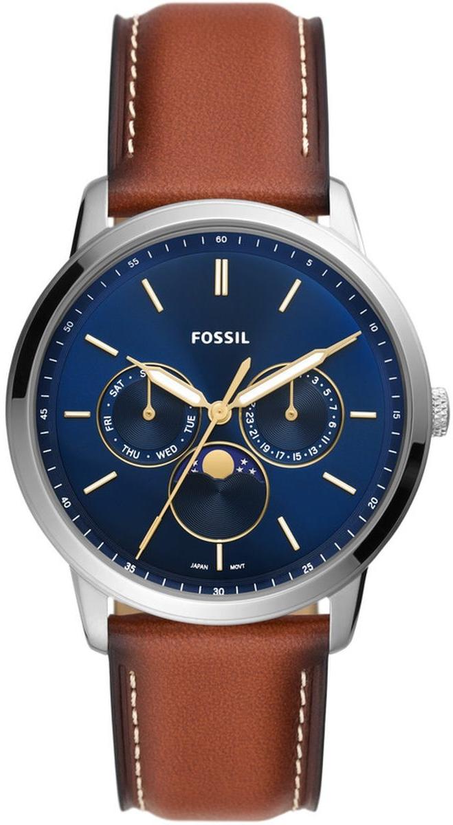 NEUTRA MINIMALIST Moonphase Brown Leather Strap 42mm Fossil FS5903 