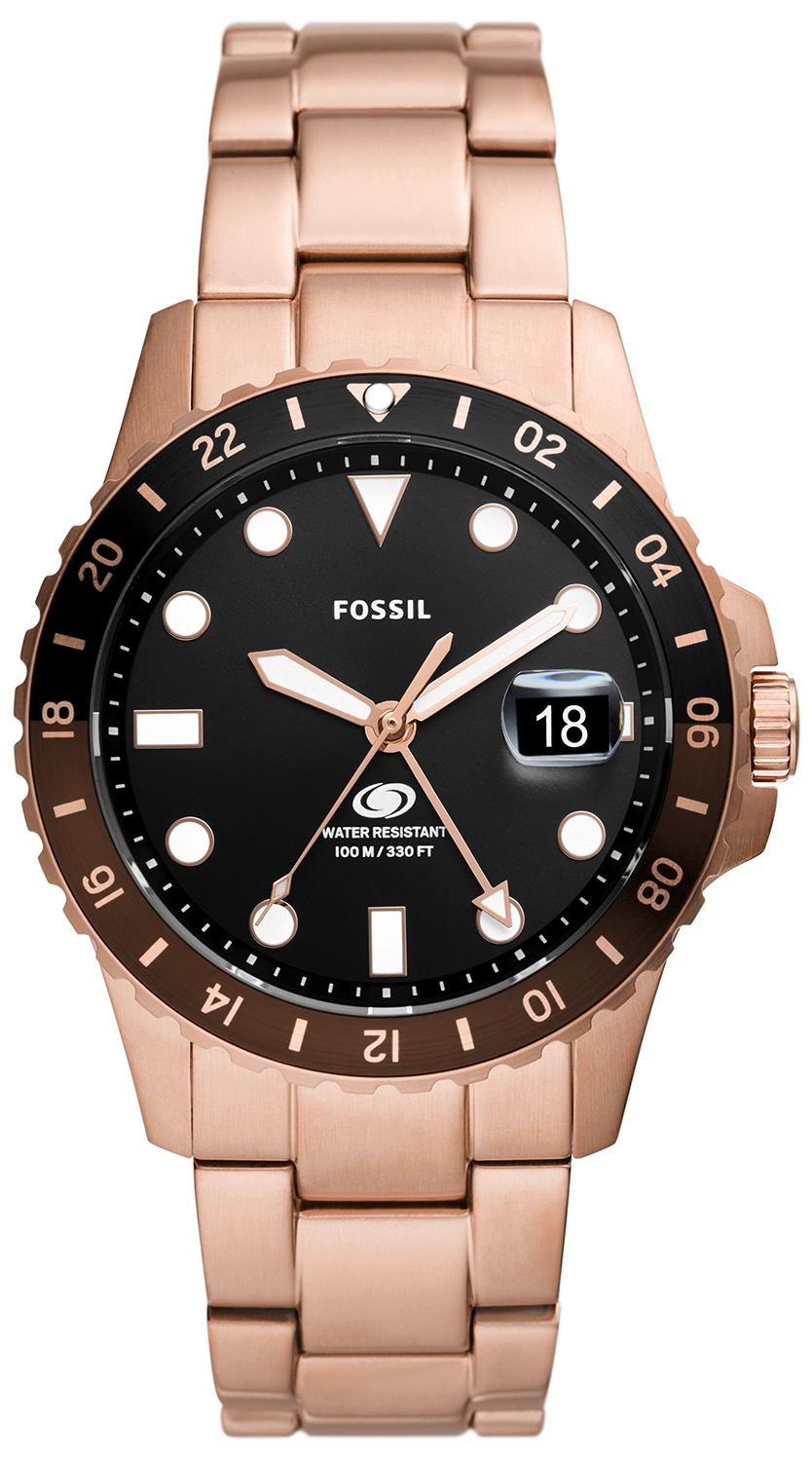 BLUE Rose Gold Stainless Steel 42mm Fossil FS6027 