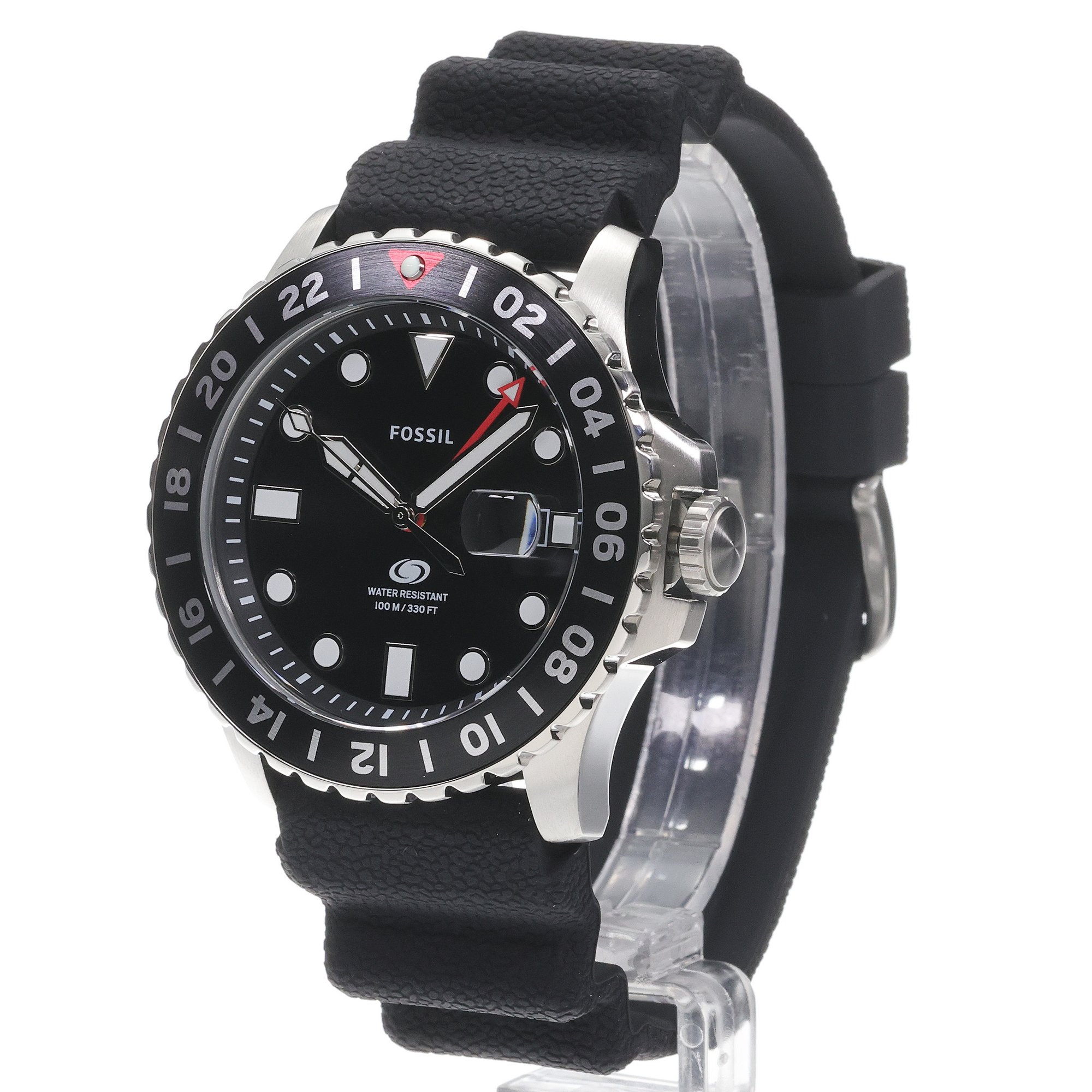 Fossil FS6036 Męskie BLUE GMT Black Silicone Strap 46mm zegarek męski klasyczny mineralne - miniatura 2