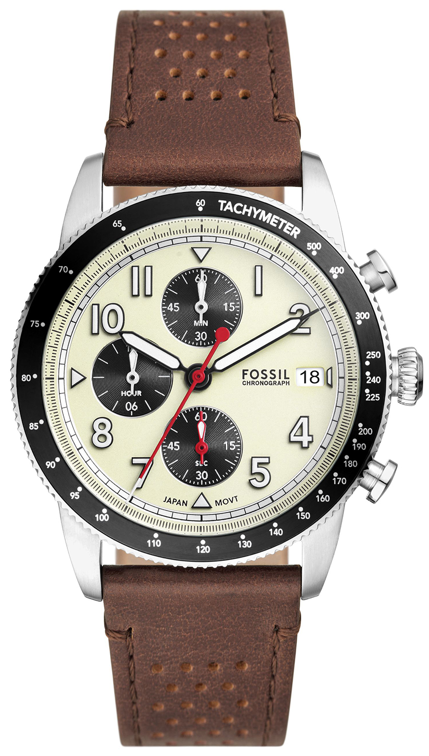 SPORT TOURER Chronograph Brown Leather Strap 42mm Fossil FS6042 