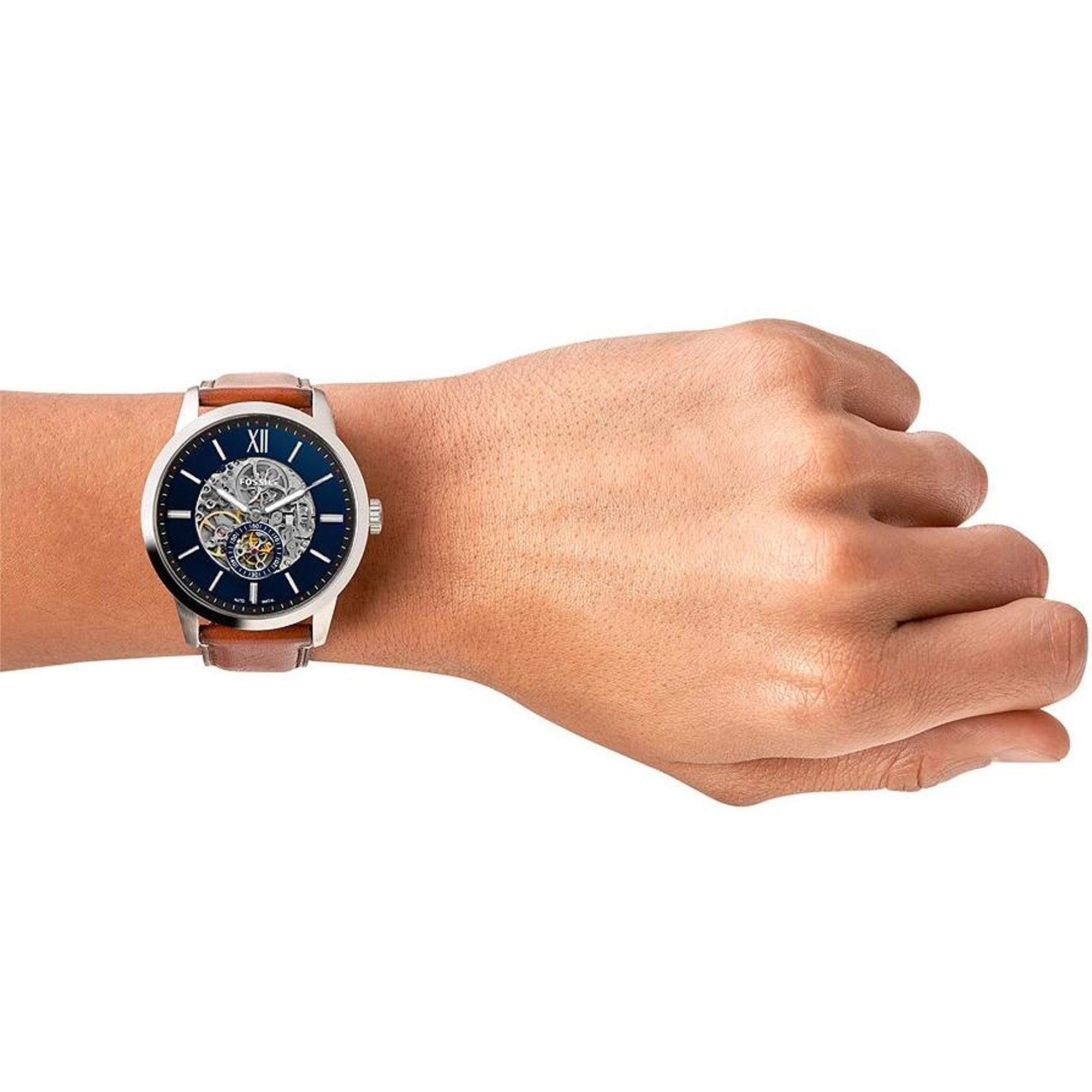 Fossil ME3154 Townsman Automatic Light Brown Leather Strap 48mm Townsman klasyczny zegarek srebrny - miniatura 9