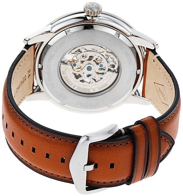 Fossil ME3154 Townsman Townsman Automatic Light Brown Leather Strap 48mm zegarek męski klasyczny mineralne - miniatura 7
