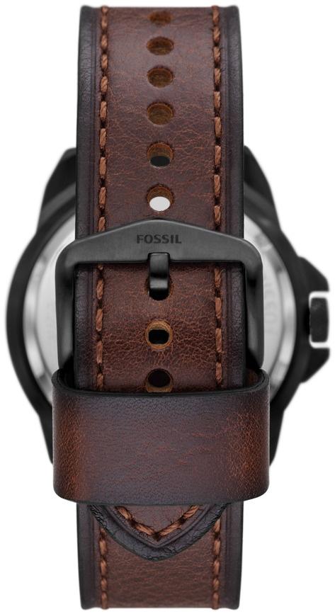 Fossil ME3219 BRONSON AUTOMATIC Brown LiteHide Leather Strap 44mm Bronson klasyczny zegarek czarny - miniatura 4
