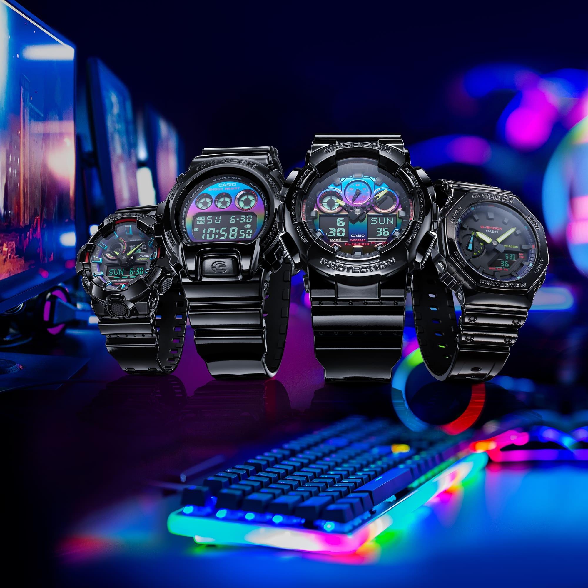 G-SHOCK DW-6900RGB-1ER G-SHOCK VIRTUAL RAINBOW G-SHOCK sportowy zegarek czarny - miniatura 11