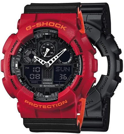 G-SHOCK SET GA-100-1A1ER + BEZEL 10441433 + PASEK 10577142 G-SHOCK Original - zdjęcie 1