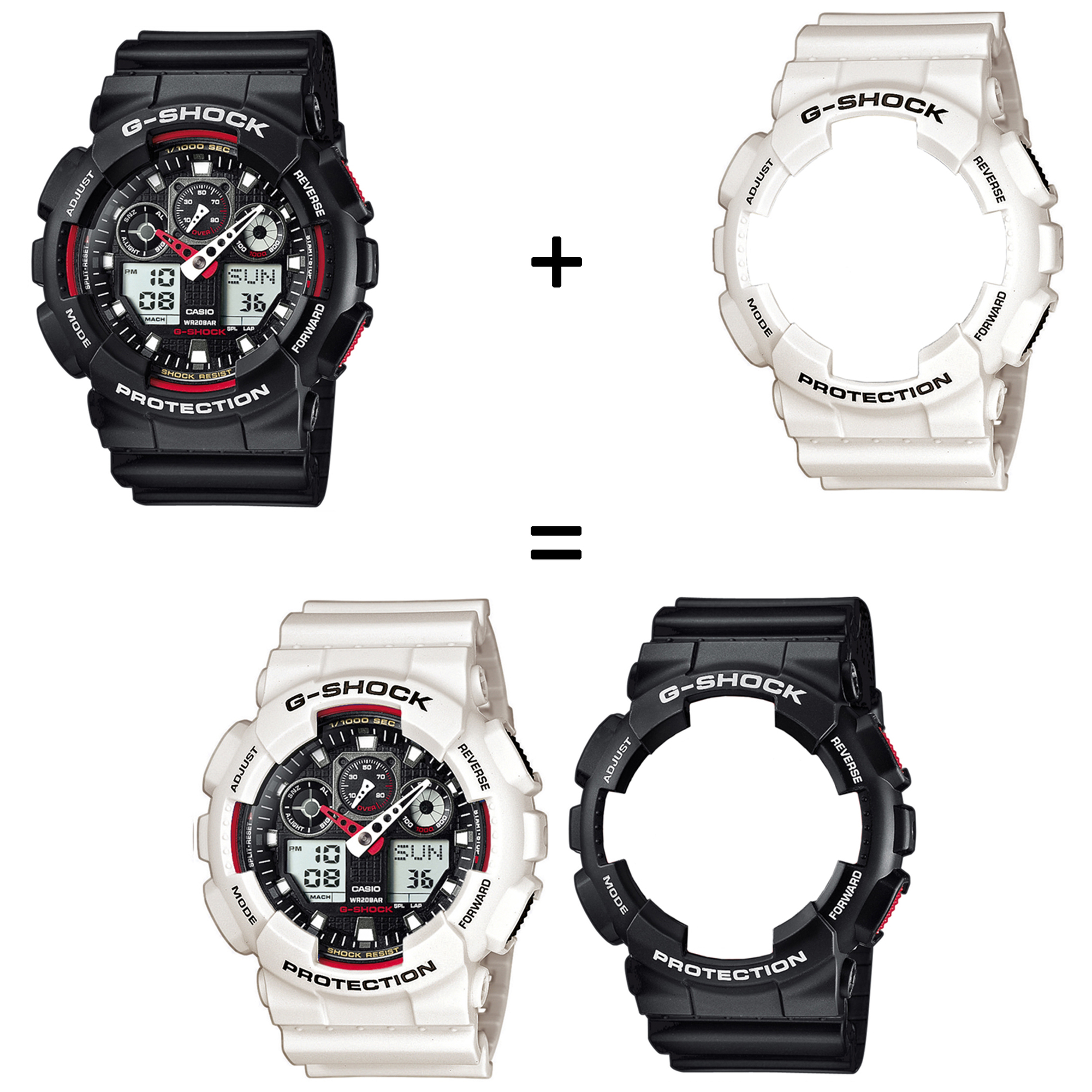 G-SHOCK SET GA-100-1A4ER + BEZEL 10395292 + PASEK 10395227 męski zegarek G-SHOCK Original pasek