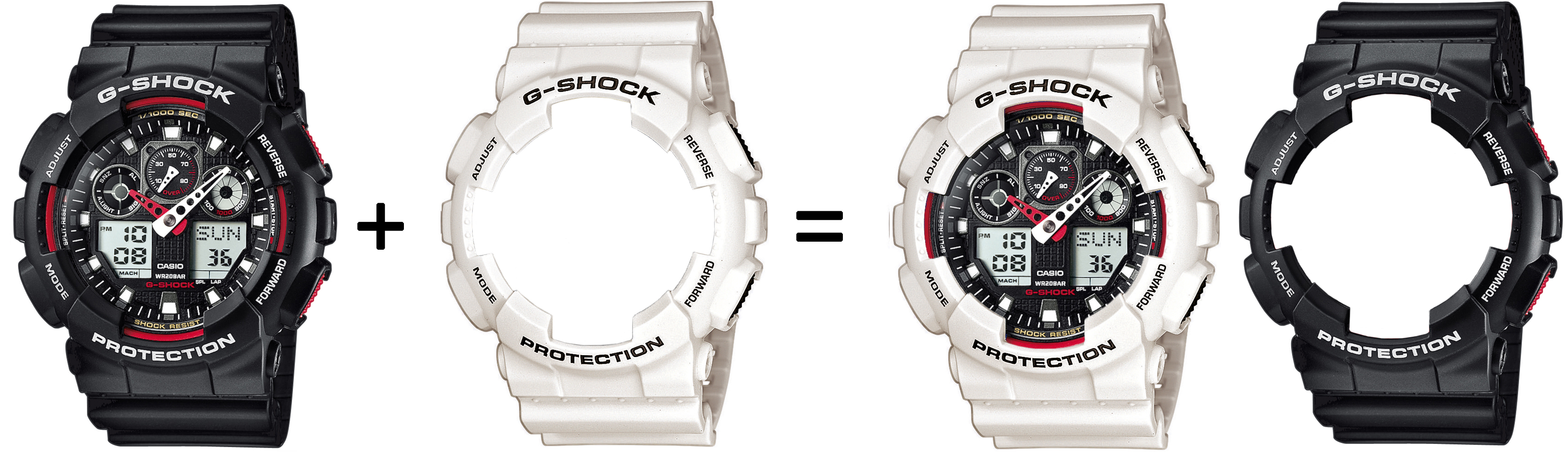 G-SHOCK SET GA-100-1A4ER + BEZEL 10395292 + PASEK 10395227 zegarek męski G-SHOCK Original
