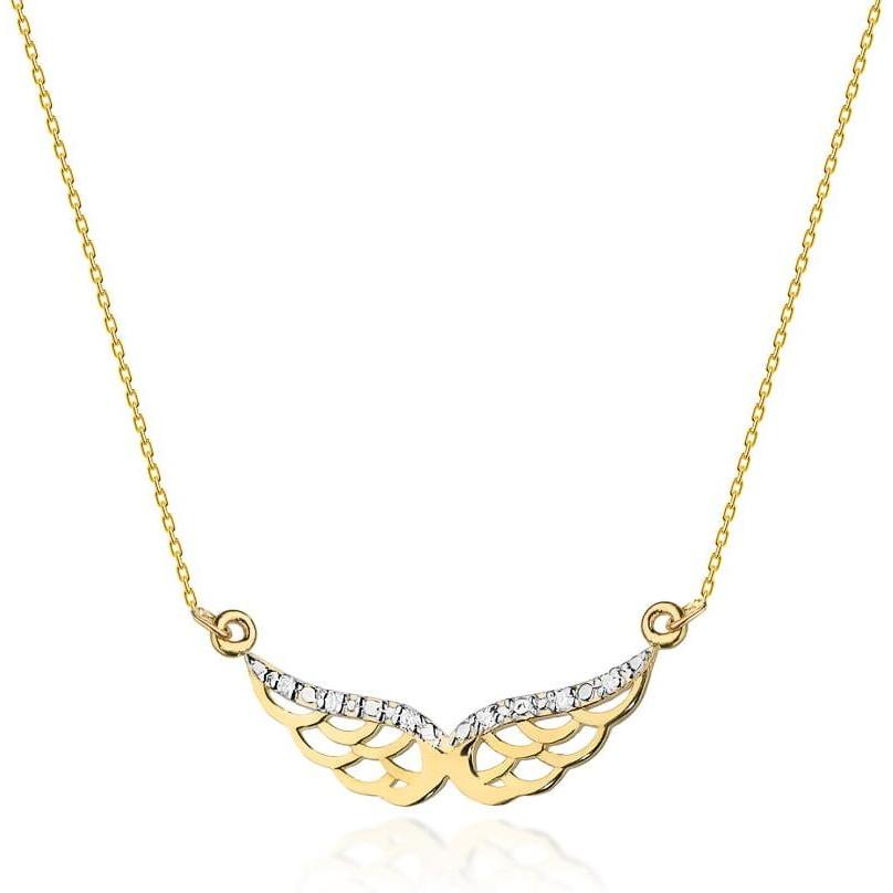 Złoty naszyjnik celebrytka z brylantami skrzydła Best Diamonds B0002-NA-AUZ-DIW-02-00 