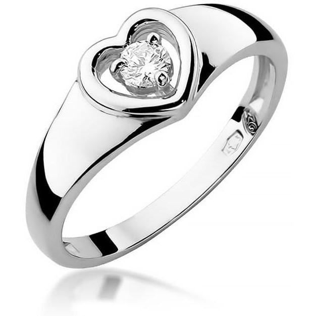 Pierścionek z białego złota serce z brylantem 0,10 ct Best Diamonds B0002-PI-AUB-DIW-04-OK 