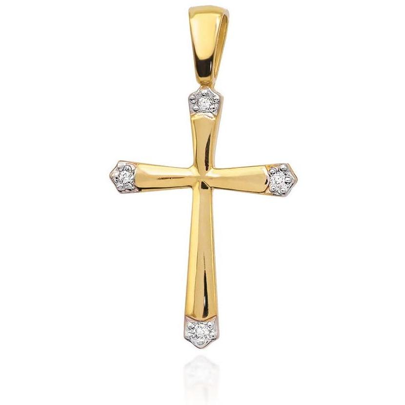 Złoty krzyżyk z brylantami 0,02 ct, próba 585 Best Diamonds B0002-ZA-AUZ-DIW-02-00 