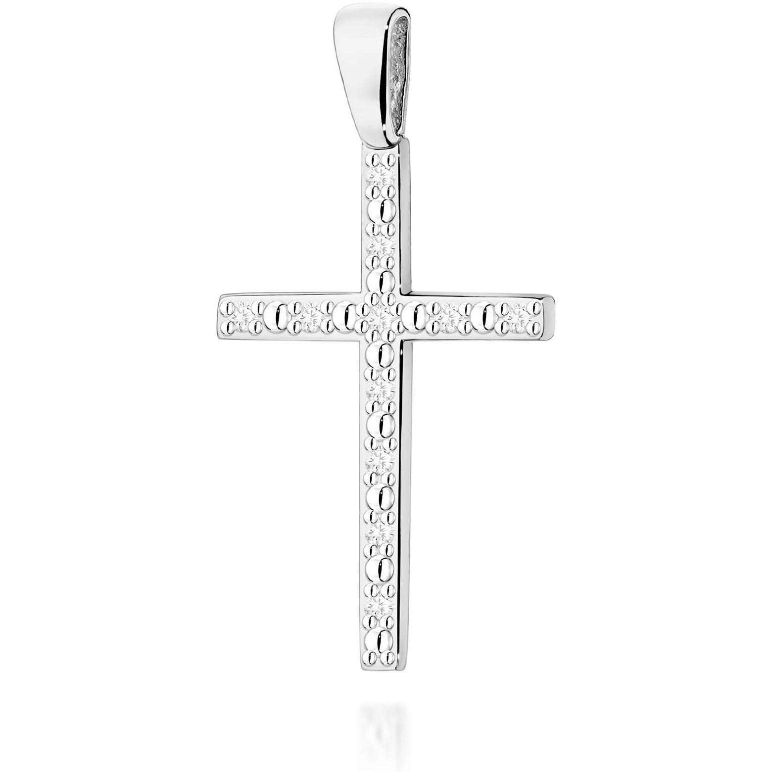 Krzyżyk z brylantami 0,05 ct z białego złota, próba 585 Best Diamonds B0008-ZA-AUB-DIW-02-00 