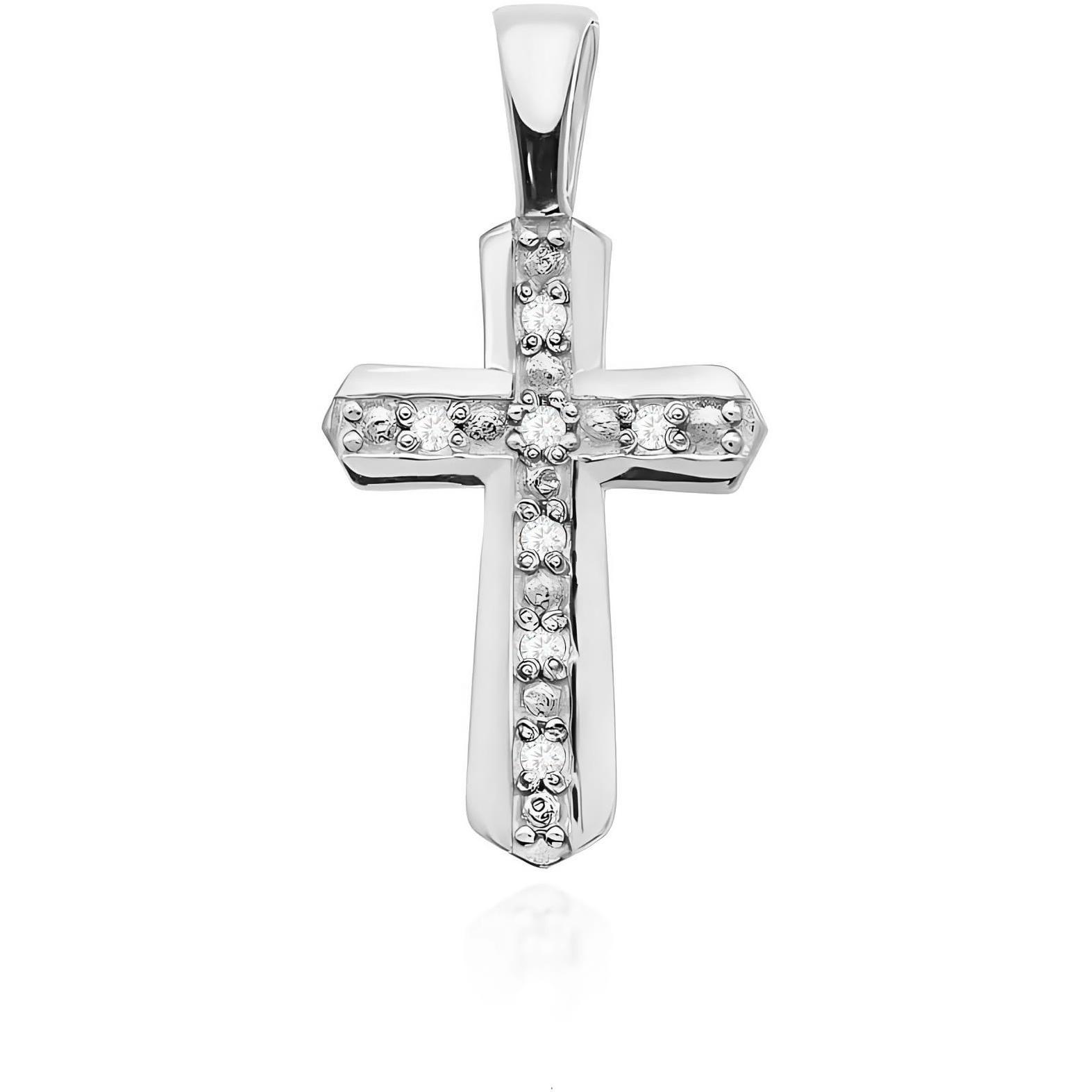 Krzyżyk z brylantami z białego złota, próba 585 Best Diamonds B0010-ZA-AUB-DIW-02-00 