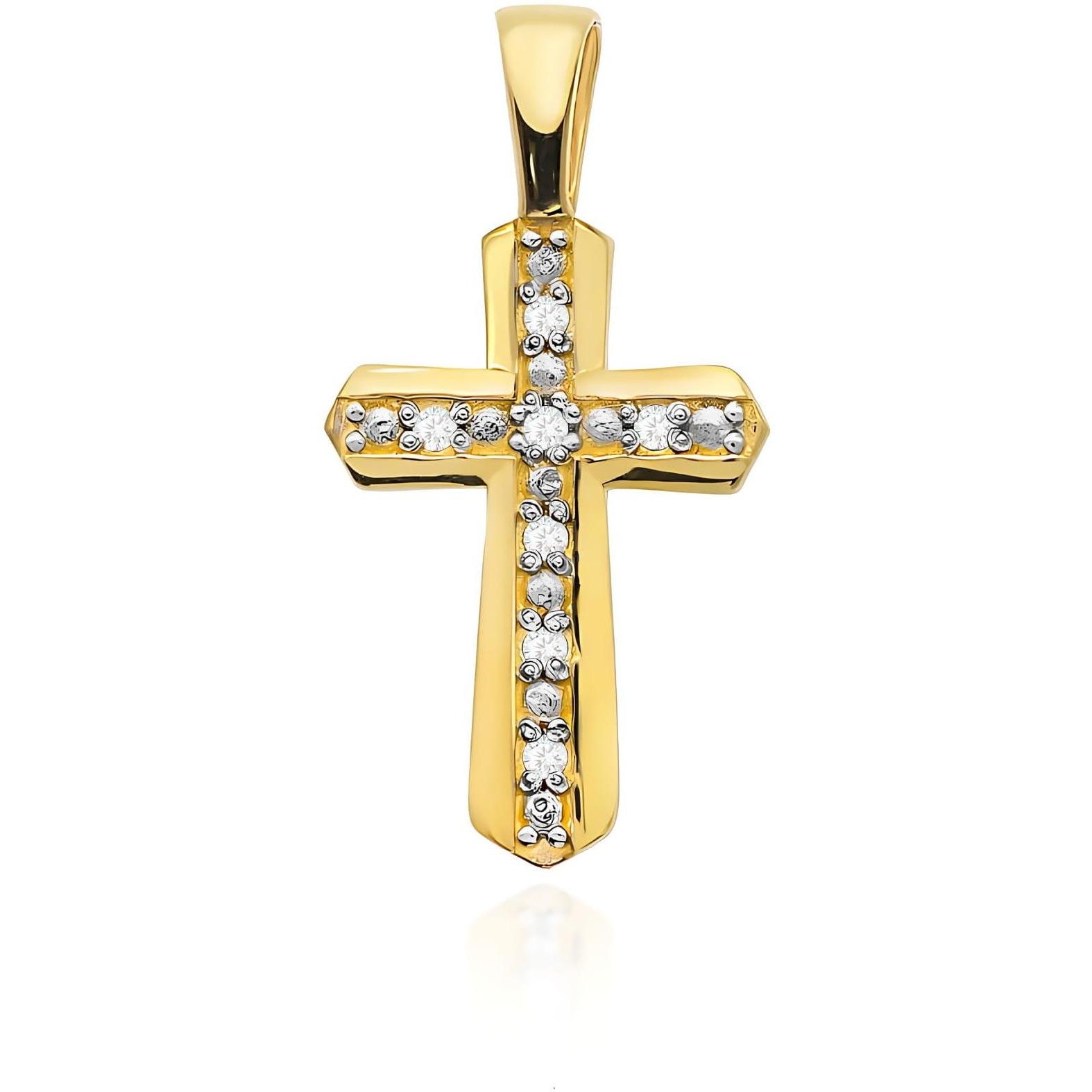 Krzyżyk z brylantami z żółtego złota, próba 585 Best Diamonds B0010-ZA-AUZ-DIW-02-00 