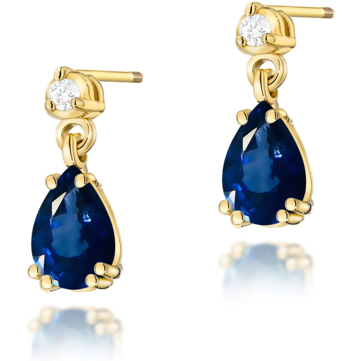 Złote kolczyki z brylantami i szafirem wiszące na sztyft zakręcany typu labret Best Diamonds B0012-KO-AUZ-SAB-04-LE 