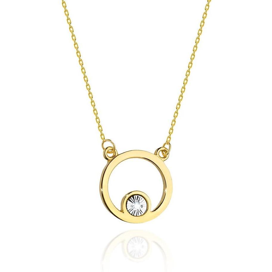 Złoty naszyjnik celebrytka z brylantem koło Best Diamonds B0044-NA-AUZ-DIW-02-00 