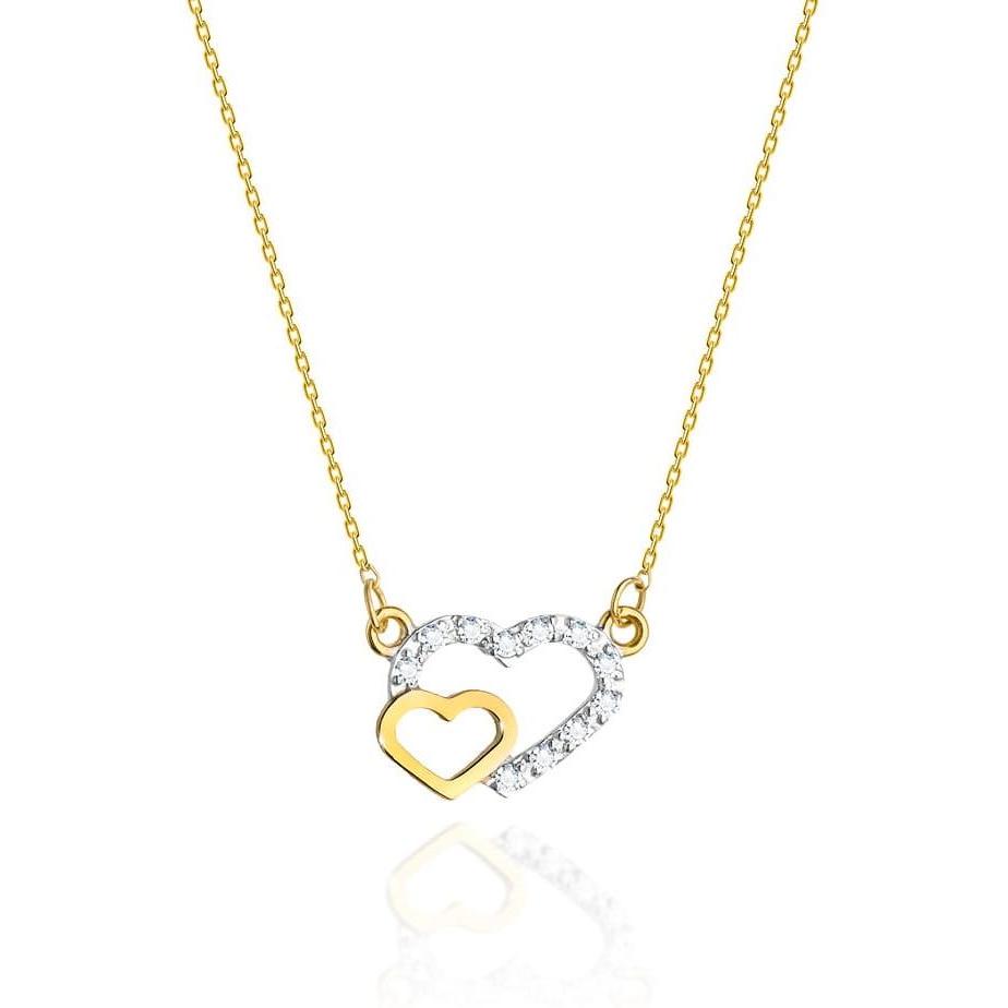 Złoty naszyjnik celebrytka z brylantami złączone serca Best Diamonds B0046-NA-AUZ-DIW-02-00 