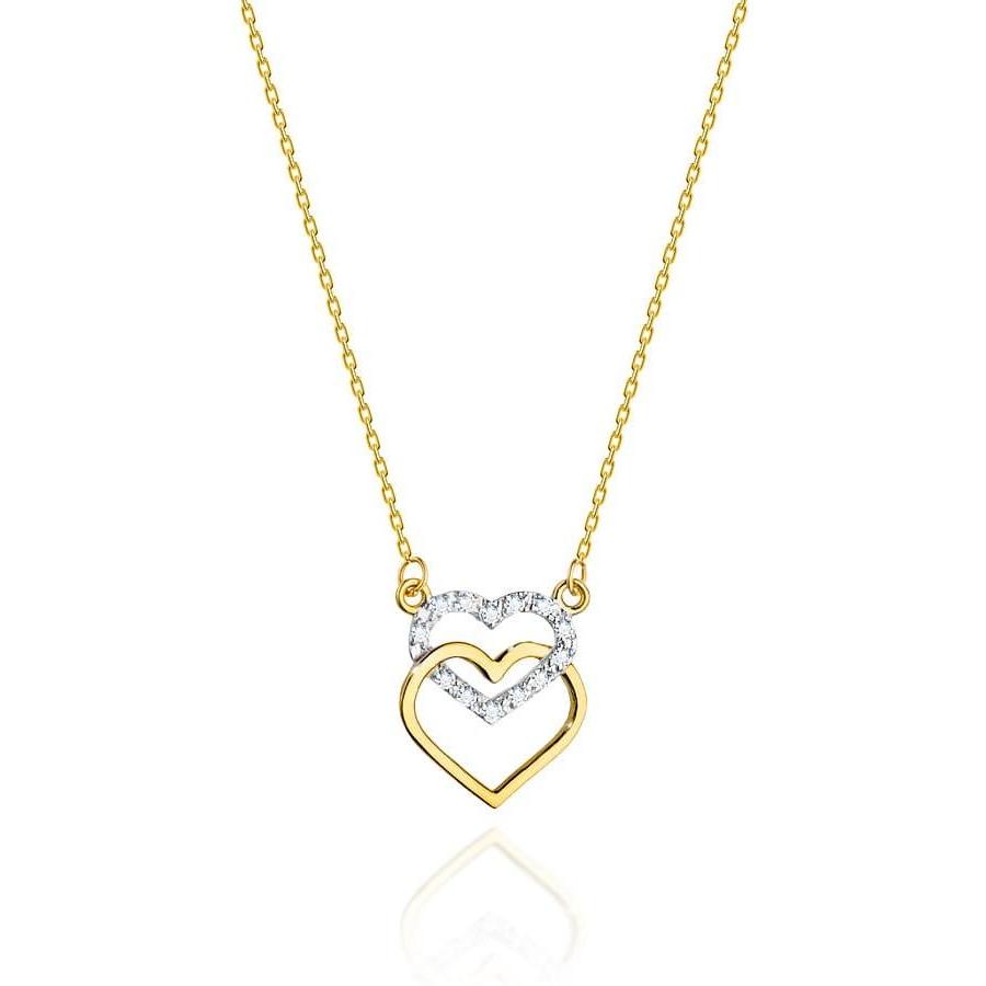 Złoty naszyjnik celebrytka z brylantami połączone serca Best Diamonds B0050-NA-AUZ-DIW-02-00 