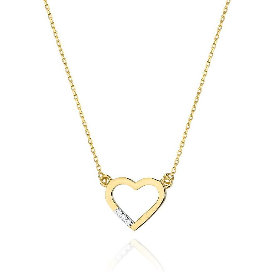 Złoty naszyjnik celebrytka z brylantami serce trzy brylanty diamenty Best Diamonds B0052-NA-AUZ-DIW-02-00 