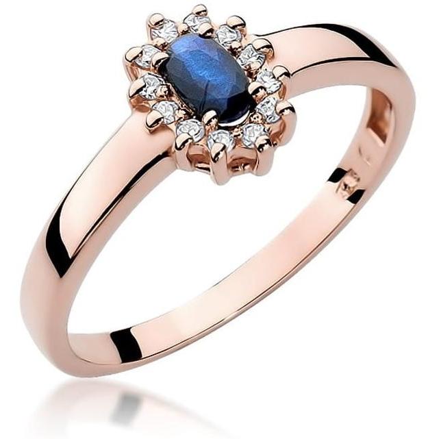 Pierścionek halo z różowego złota z szafirem, próba 585 Best Diamonds B0052-PI-AUR-SAB-02-OW 