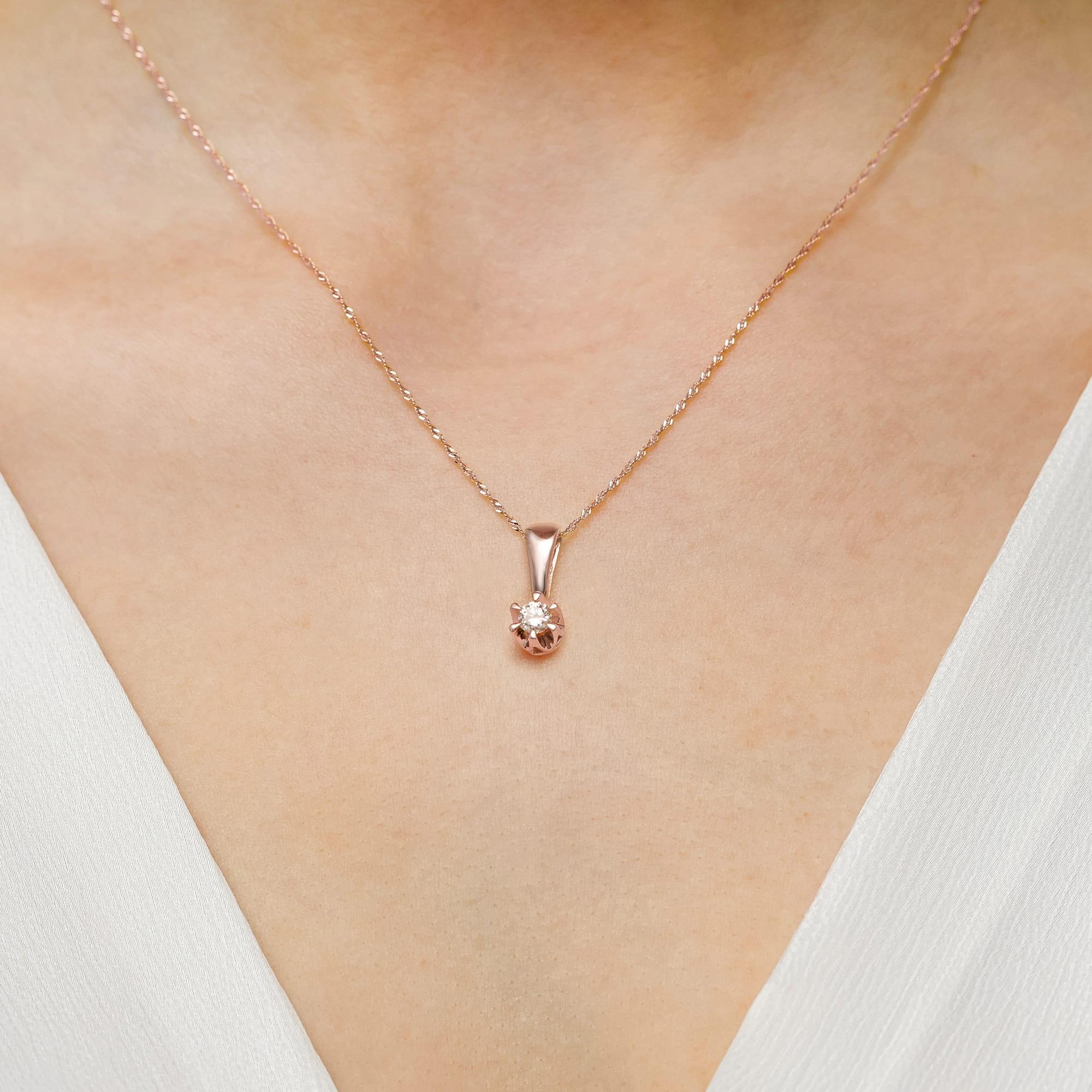 Zawieszka z różowego złota z diamentem 0,10 ct, próba 585 Best Diamonds B0064-ZA-AUR-DIW-04-OK - hover