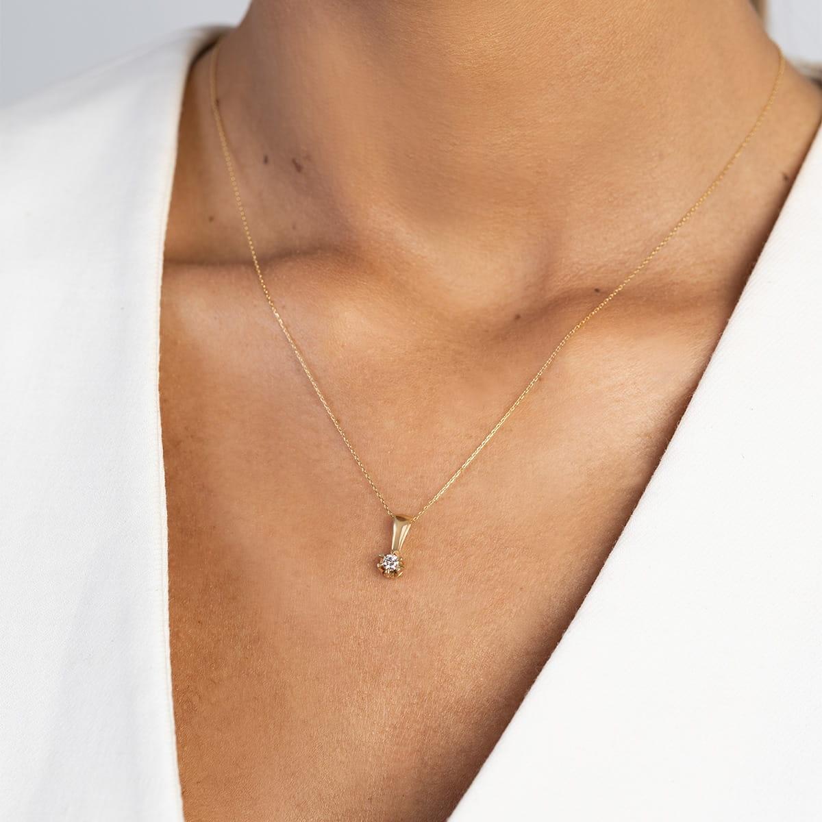 Zawieszka z żółtego złota próby 585 z diamentem laboratoryjnym 0,10 ct Best Diamonds B0064-ZA-AUZ-LDW-04-OK - hover