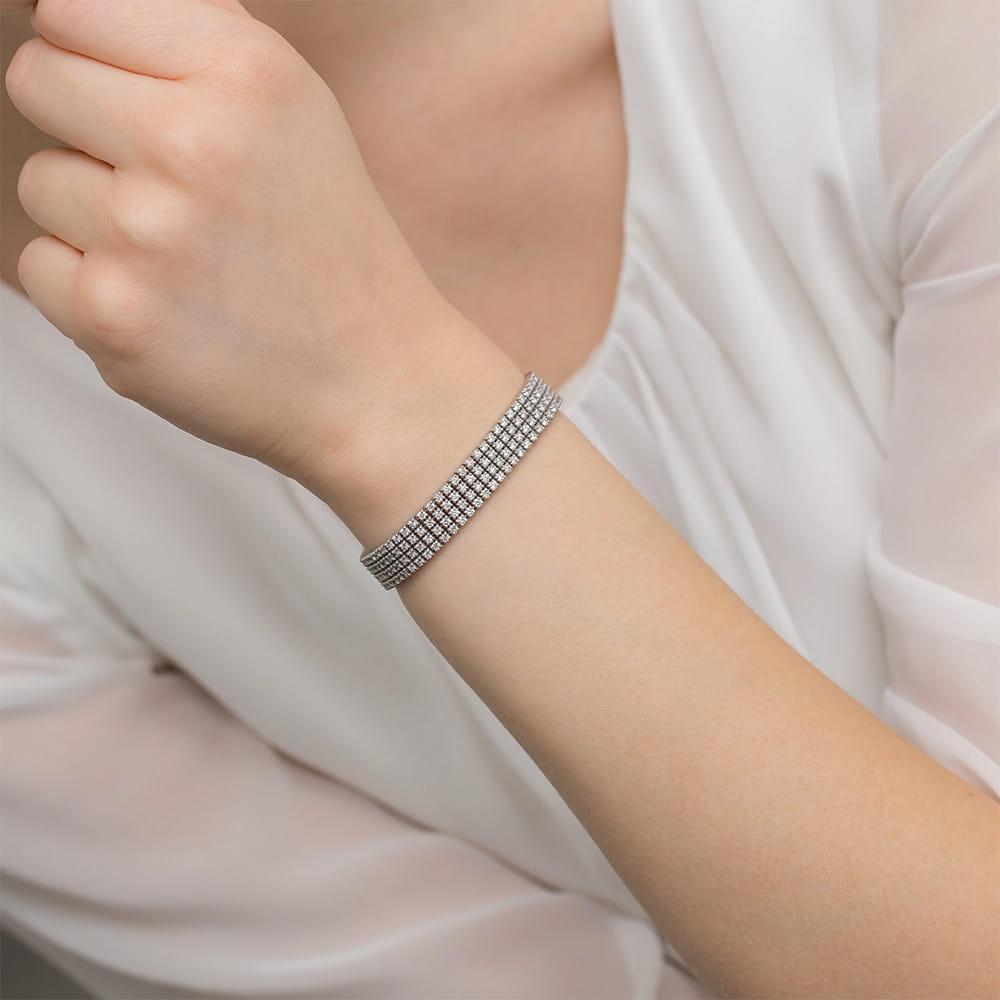 Bransoletka z białego złota tenisowa cztery rzędy brylantów Best Diamonds B0072-BR-AUB-DIW-02-00 - hover