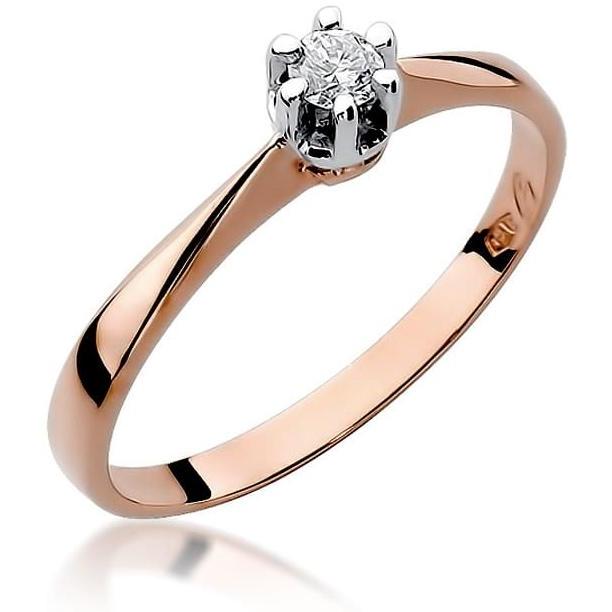 Pierścionek z różowego złota z diamentem 0,10 ct, próba 585 Best Diamonds B0072-PI-AUR-DIW-02-OK 