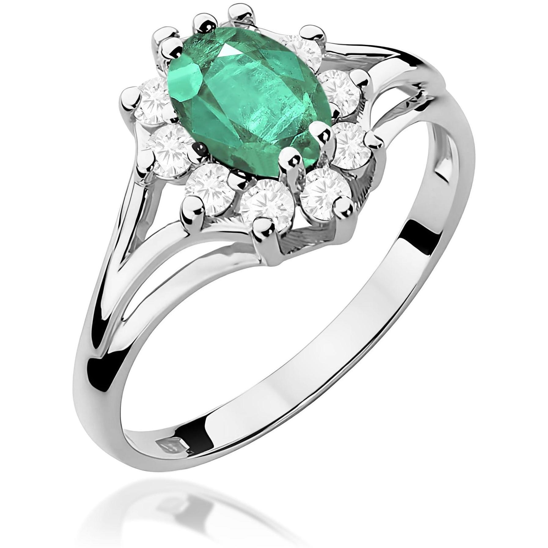 Zaręczynowy pierścionek halo z białego złota ze szmaragdem Best Diamonds B0074-PI-AUB-EMG-02-OW 