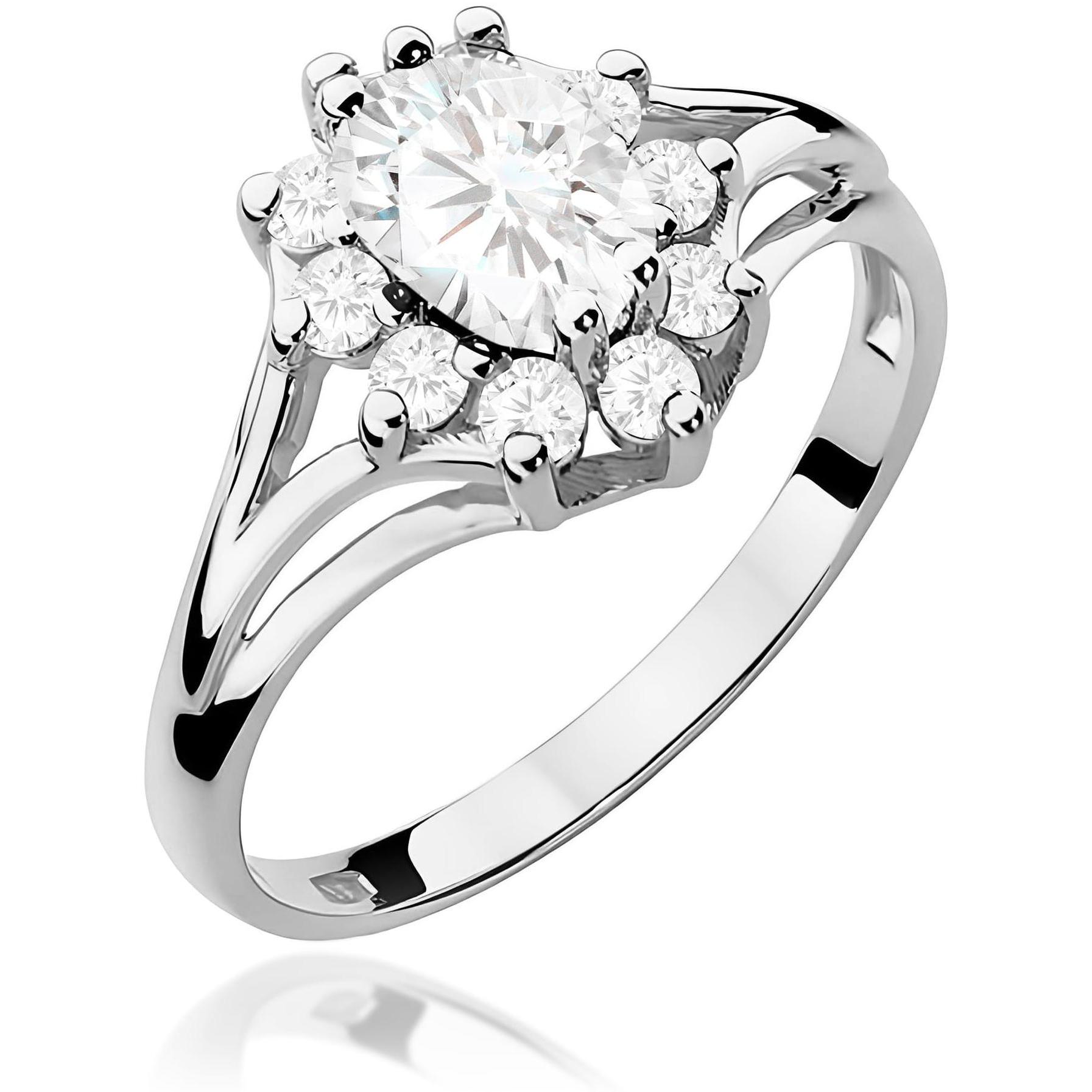 Pierścionek zaręczynowy halo z białego złota z owalnym diamentem laboratoryjnym kwiatek markiza Best Diamonds B0074-PI-AUB-LDW-02-OW 