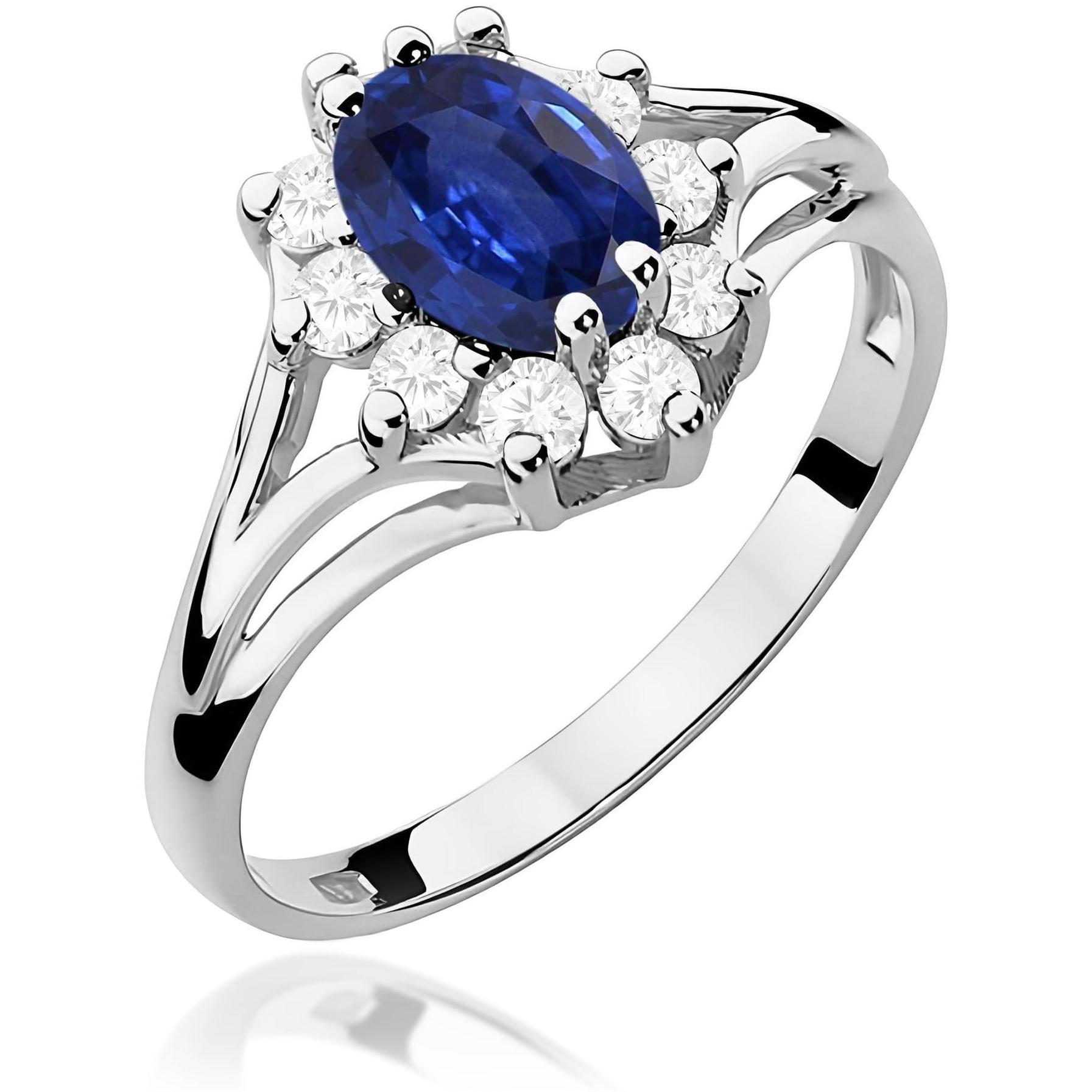 Pierścionek zaręczynowy halo z białego złota z szafirem 0,90 ct Best Diamonds B0074-PI-AUB-SAB-02-OW 