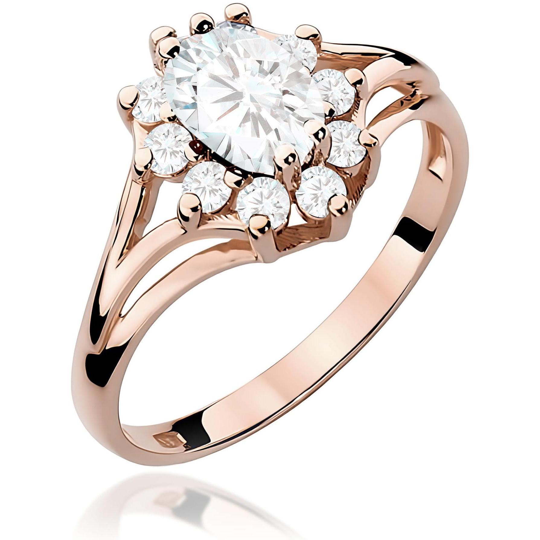 Pierścionek halo z różowego złota z diamentem laboratoryjnym 0,70 ct, próba 585 Best Diamonds B0074-PI-AUR-LDW-02-OW 