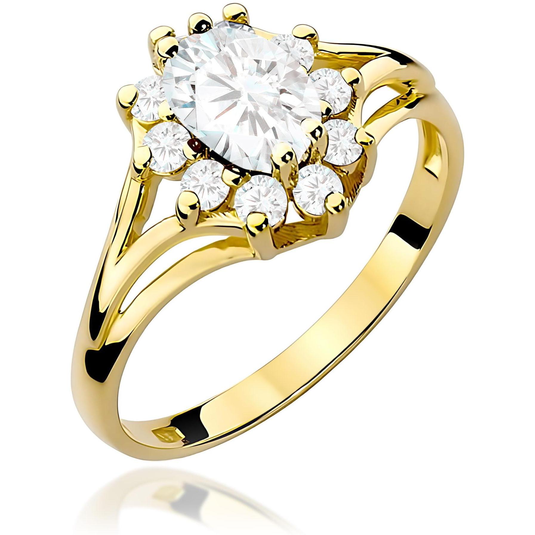 Złoty pierścionek zaręczynowy halo z owalnym diamentem laboratoryjnym kwiatek markiza Best Diamonds B0074-PI-AUZ-LDW-02-OW 