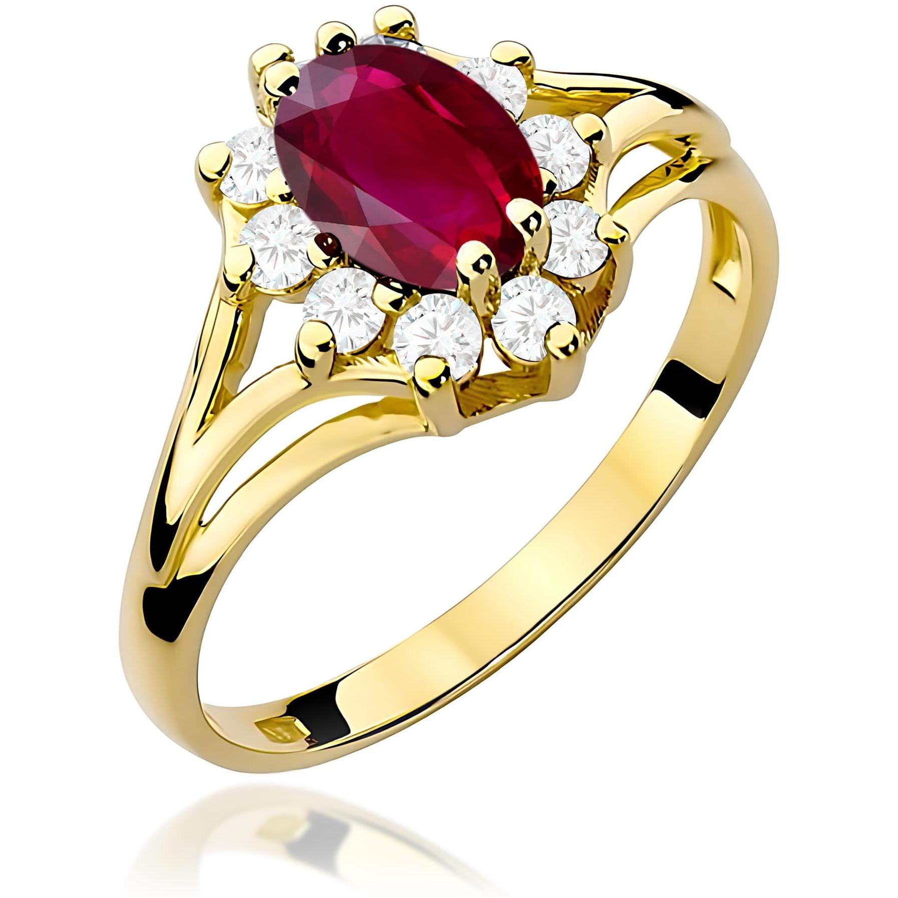 Złoty pierścionek zaręczynowy halo z rubinem Best Diamonds B0074-PI-AUZ-RUR-02-OW 